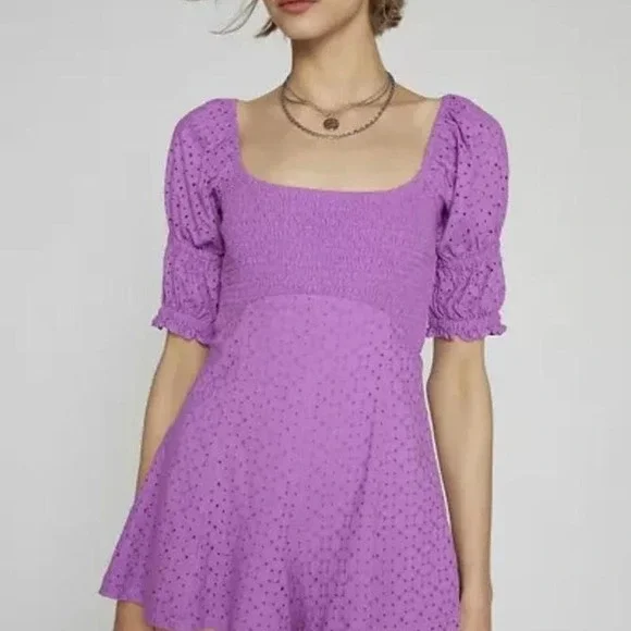 Kimchi Blue Urban Outfitters Ivy Eyelet Romper 100% cotton Size Medium - Picture 1 of 6